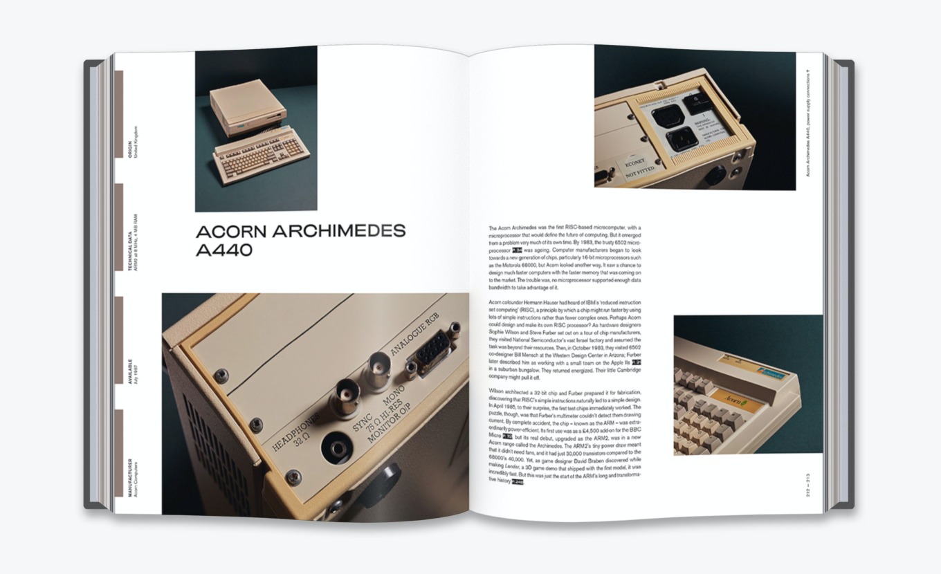 A photograph of a spread about the Acorn Archimedes A440