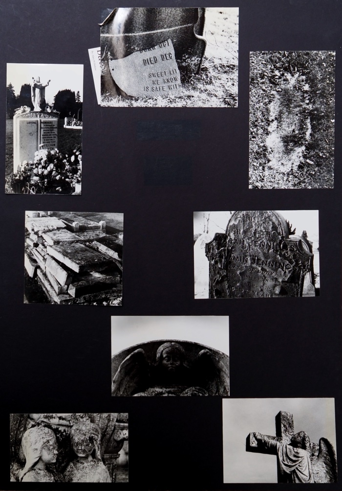 My coursework, a series of photographs of gravestones and statuary.